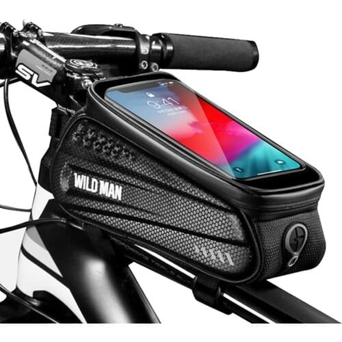 Wild Man Waterproof Bicycle Bag Frame Front Top Tube Cycling Bag 6.5in Mobile Phone Holder Mount Bracket Touch Screen Bike Bag