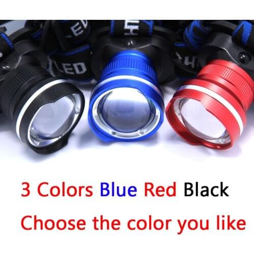 2000 Lumens XM-L T6 LED 3-Mode Zoomable Headlamp Headlight Flashlight Head Lamp Light by 18650 for Camping (Only Headlamp)
