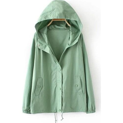 Extra large size Womens Trench Coat New Spring Autumn Clothes Solid Hooded Outerwear Loose Long-sleeved Windbreaker Female Tops