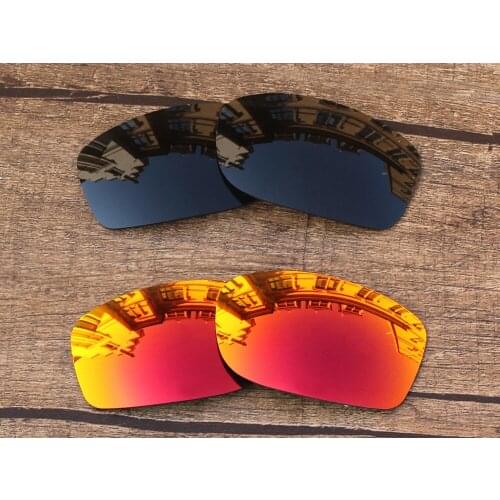 Vonxyz 2 Pairs Stealth Black & Ruby Mirror Polycarbonate Replacement Lenses for-Oakley Fives Squared Frame