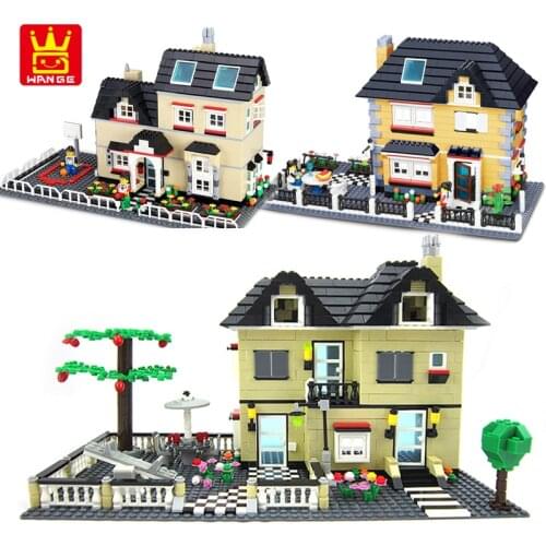 WANGE City Luxury Large Garden Villa Architecture Building Blocks DIY Structure House Sets Bricks Eductional Creative Toy Gift