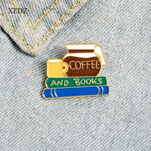 XEDZ Cartoon color book coffee cup honey enamel pin male and female metal badge punk clothes lapel brooch gift