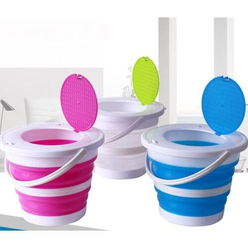 YJ 10L Silicone Folding Bucket for Fishing Promotion Folding Bucket Car Wash Outdoor Fishing Round Square Camp Room Bucket