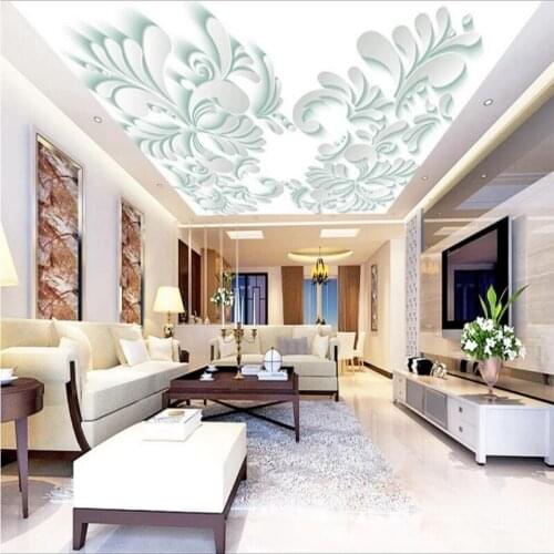 YOUMAN Modern Custom 3d Stereo Minimalist Desktop Wallpaper Ceiling European Large Wall Mural White Green Pattern Wallpaper