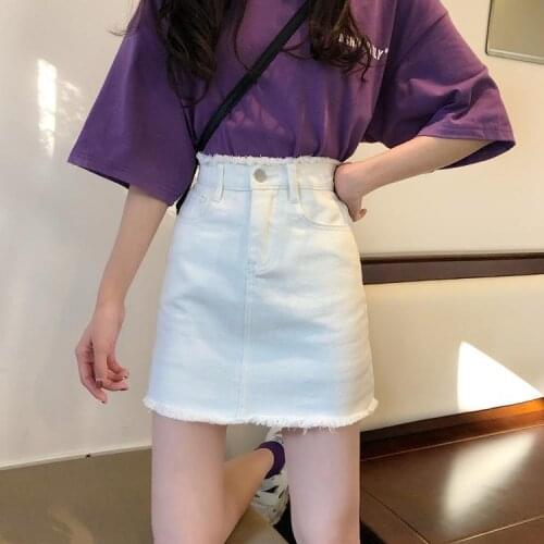 Woman Skirts 2021 Summer Denim Skirt Womens High Waist A- line Skirt Mujer Faldas Saias Mulher