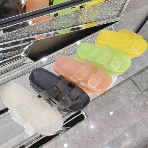2021 New Clear PVC Transparent Crystal Shoes ladies Refreshing 5 colors Sandals Summer Leisure beach Luxury brand Party Shoes