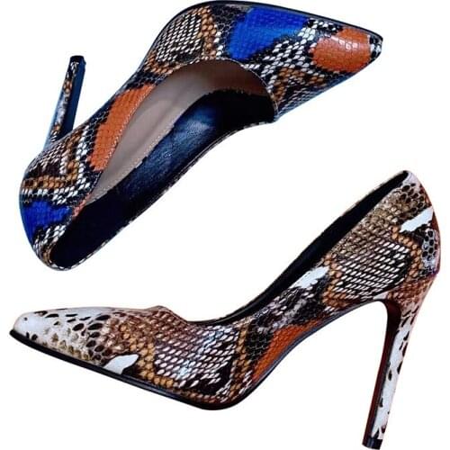 DDYZHY NEW spring women high-heeled pumps pu leather ladies high heels shoes shallow party Thin Heels pumps Snake prints 2021