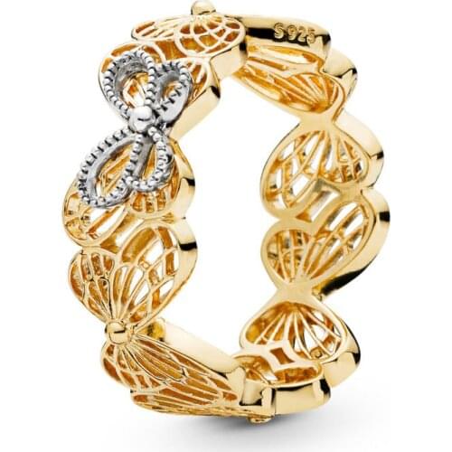 925 Sterling Silver Original Shine Openwork Butterflies Ring For Women Bead Charm Birthday Gift DIY Jewelry 2019 Spring