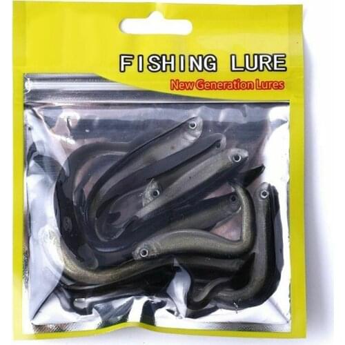 10Pcs Soft Silicone Fishing Lure Artificial Bait Bass Tackle Jigs 8cm for Stream Fishing Sea Fishing Ice Fishing RW
