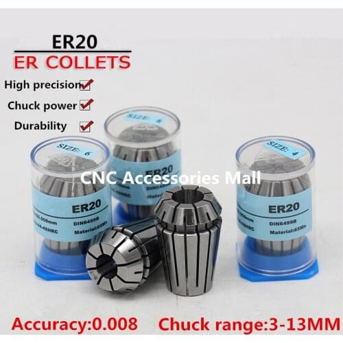 13pcs ER20 high precision 0.008mm Spring Collet chuck For CNC Engraving Milling