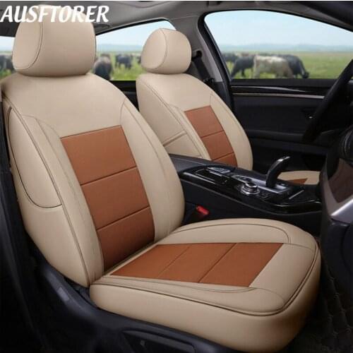 AUSFTORER Perforated Genuine Leather Seat Covers for Renault Kadjar 2018 Accessories Automobiles Seat Cover Car Protectors 14PCS