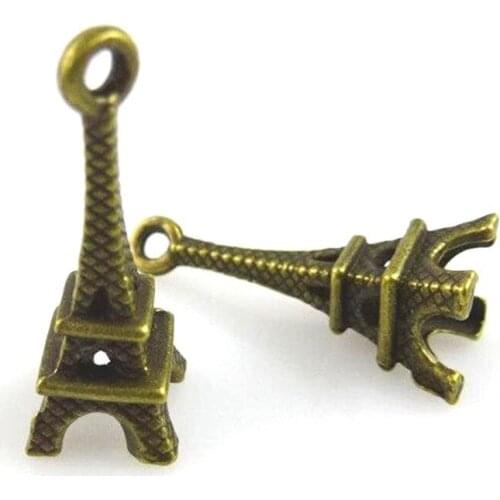 20pcs 22x7x7mm Charm Eiffel Tower Antique Bronze Color Charms 3D Alloy Pendant Charms For Jewelry Making Accessories