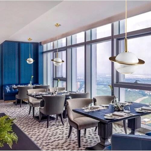 2021Modern Minimalist Marble Art White Black Dark Green Planet Bedroom Bedside Restaurant Bar Led Fixtures Pendant Lights