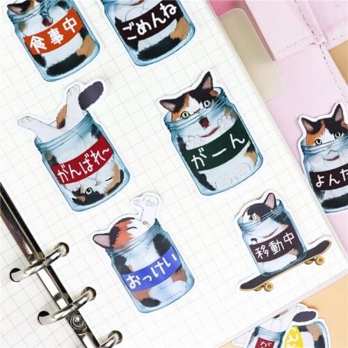 34Pcs/pack Light And Shadow Diary cute cat Stickers For Stationery Scrapbooking Diy Diary Album Bullet Journal Stick Labe