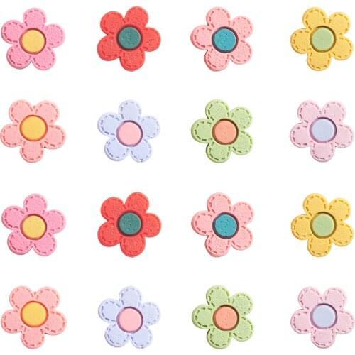 40Pcs Flower Resin Cabochons 18mm Flatback Beads Charms for Hairpins Phone Jewelry Making Decor Accessories