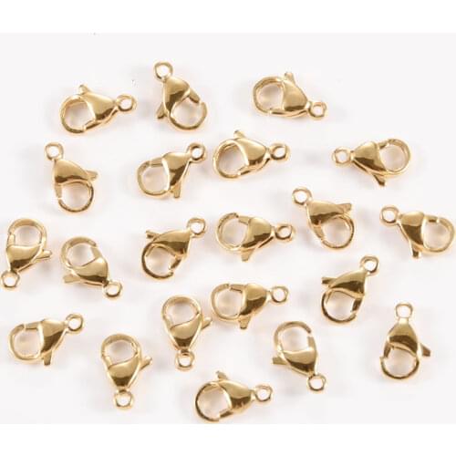 50Pcs/Lot Gold Stainless Steel Lobster Clasps Claw Clasps for Bracelet Necklace Chain Diy Jewelry Making