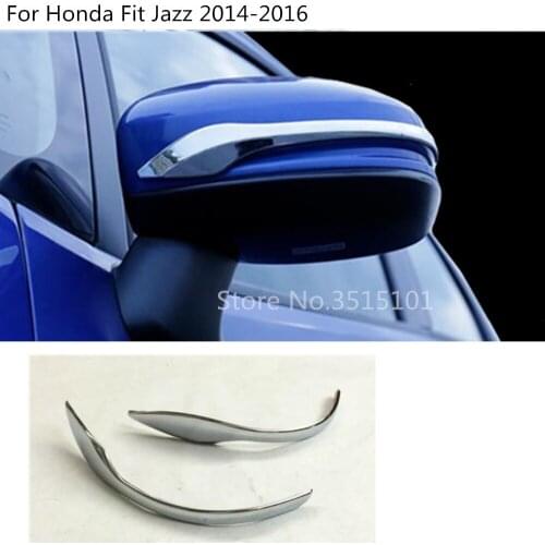 Car decoration Car stick rear view Rearview Side glass Mirror Cover trim frame lamp 2pcs For Honda Fit Jazz 2014 2015 2016