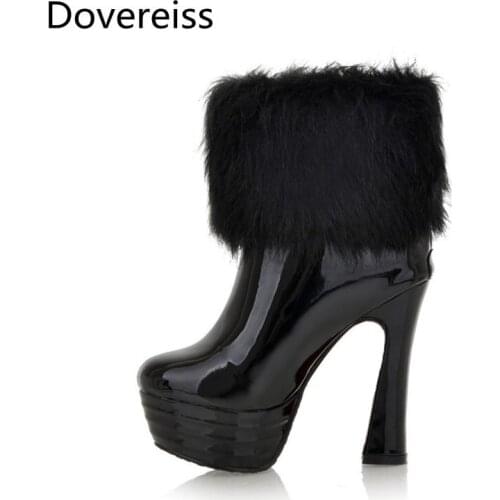 Winter For Woman New Fashion Sexy Pointed toe Consice Shoes Waterproof Clear Heels Boots Chunky Heels Ankle boots Big size 52