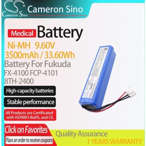 CameronSino Battery for Fukuda FX-4100 FCP-4101 fits Fukuda 8TH-2400 Medical Replacement battery 3500mAh/33.60Wh 9.60V Blue