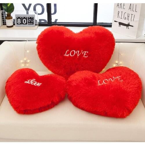 Red Heart Shape Throw Pillow Sofa Car Seat Cushion Stuffed Plush Doll Toy Cushion Home Decoration Cushions Wedding Lovers Gift