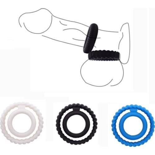 Stretchy Silicone Double Penis Ring Lock Delay Ejaculation Sex Toys For Men Cock Ring Enhancer Cockring Male Chastity Device