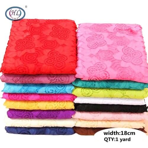 HL 1 Yard 18CM Width Lace Wedding Dress Home Textile Knitted Spandex DIY Clothing Underwear Sewing Accessories HB011