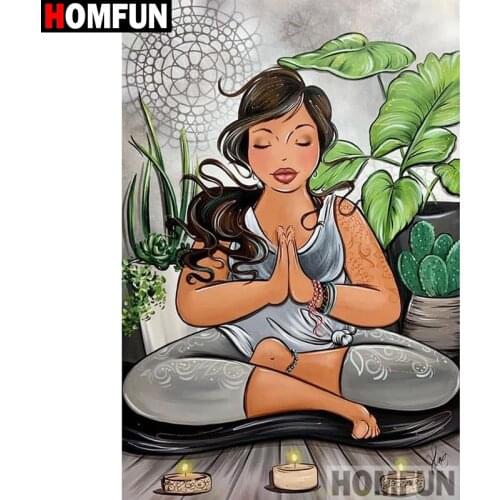 HOMFUN Rhinestone Painting Crystal Decor Diy Diamond Painting "Cartoon woman" 3D Cross Stitch Pattern Diamond Embroidery A27692