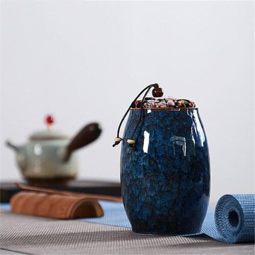Ceramic Ice Cracked Glaze Seasoning Bottle With Lid Kitchen Canister Tea Caddy Ceramic Spice Jar Food Container Sealed Tank