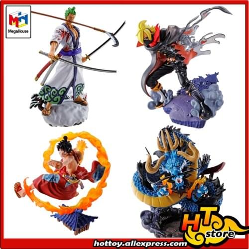 MegaHouse LOG BOX RE BIRTH Wano Country Part.1 Toy Figure - Full Set 4 Pieces Monkey D. Luffy Roronoa Zoro Sanji Kaido ONE PIECE