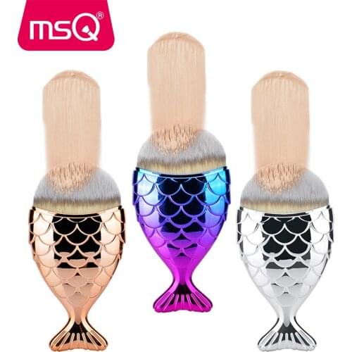 MSQ Mermaid Foundation Makeup Brush Fish Shaped Blusher Cosmetic Make-up Brush Tool Kit Fishtail Bottom Contour Blending Brush
