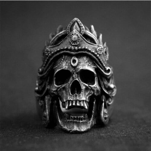 Unique Gothic Mahakali Skull Ring 316L Stainless Steel Titanium Steel Men Ring Punk Biker Jewelry Gift
