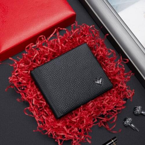 Mens simple wallet fashion leather vertical card holder high-end brand money bag short leisure Wallet