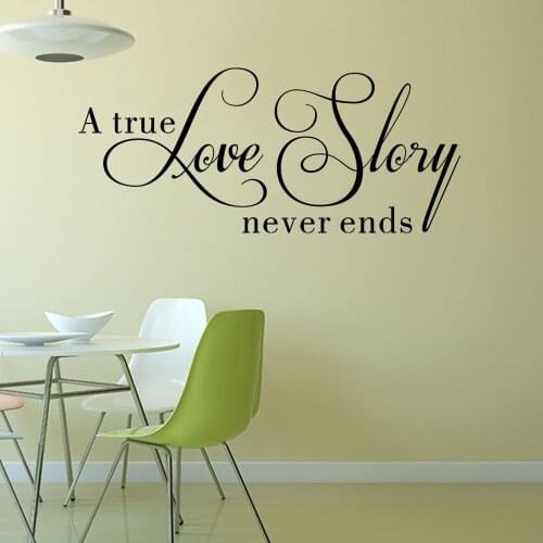A true love story never ends wall decal home decor living room bedroom diy art mural wallpaper removable wall stickers