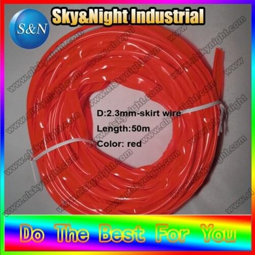 New 2017 flexible neon cold el skirt wire-2.3mm-red+free shipping in ten colors(white/blue/yellow/ice blue/green/dark green....)