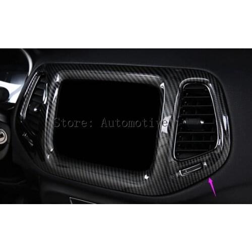 New Arrival Imitation Carbon Fiber Center Control Navigation Cover Trim For Jeep Compass 2017