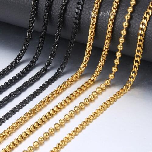 Necklace For Men Women Gold Black Stainless Steel Braided Wheat Curb Cuban Link Chain Necklace 2018 Jewelry Dropshipping HKNN3