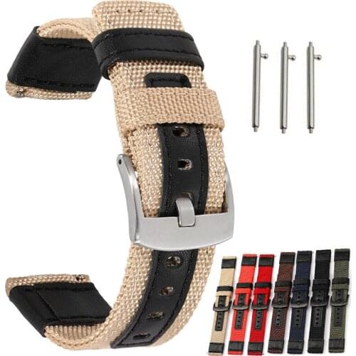 20mm 22mm Watchband for Samsung galaxy watch 46mm 42mm Nylon Leather Watch Strap For Huawei Watch GT 2 For Huawei Watch GT 2e