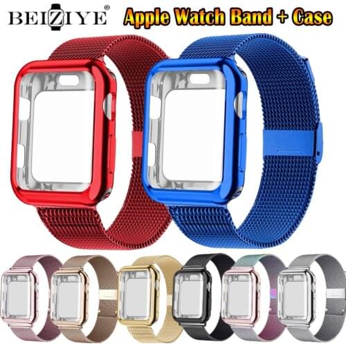 Milanese loop Case+strap For apple watch 40mm 44mm 38mm 42mm Stainless Steel Strap Wrist Bracelet for iWatch Series SE 6 5 4 3