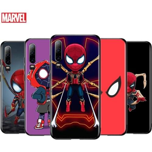 Marvel Anime Spiderman For Huawei P40 P30 P20 P10 P9 P8 Lite E mini Pro Plus 5G 2017 2019 Silicone Black Phone Case