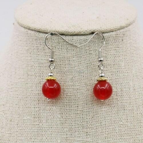 Red Chalcedony Lucky Stone Earrings Beads Drop Earrings Jewelry Party Wedding Gifts DIY Fashion Jewelry Making Design Wholesale