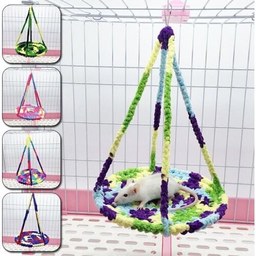 Pet Hanging Beds House Rat Climbing Rope Mesh Hammock Swing For Small Animals Shelf Nest Wove Seat Mount Hamster Guinea Pig Play