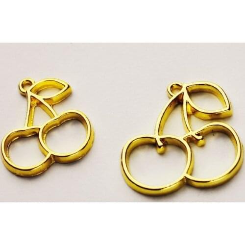 Cherry Open Bezel Pendant Cute Fruit Charm Kawaii Deco Frame for UV Resin Jewelry Making Jewelry Findings Wholesale Lots Bulk