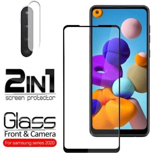 2in1 Tempered Glass For Samsung A21 Screen Protector On For Samsung Galaxy A21S Camera Len Protective Glass Film Sansung a 21 S