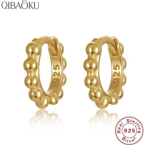Hot Sale 925 Sterling Silver Earring Gold Color Small Circle Hoop Earrings For Women Birthday Simple Noble Jewelry Gift NO.7