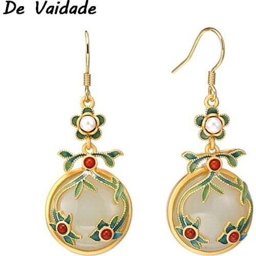2021 Trend Enamel Hetian Jade Inlaid South Ruby Earrings Earrings for Women Women Jewelry Cool Stuff Bijouterie Female gothic