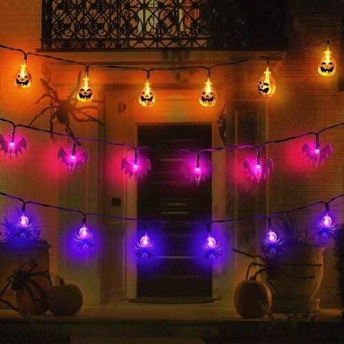 20/10leds Halloween String Lights Pumpkin Bat Spider LED Garland Light String Halloween Christmas Festival Bar Home Party Decor