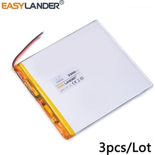 3pcs /Lot 3.7v lithium Li ion polymer rechargeable battery 309998 3300mah tablet pc 7 inch 8 inch 9inch 039998