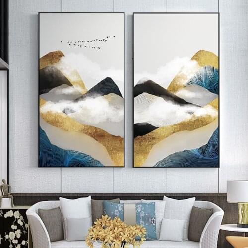 Abstract Golden Chinese Canvas Paintings Wall Pictures Posters And Prints For Living Room Home Decoration Accessories Modern HD