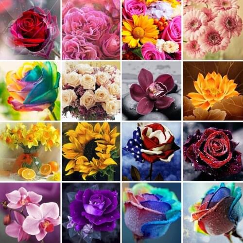 40/50/60/65 diamond painting 5D Full Square Diamond embroidery mosaic Cross Stitch Flower rose DIY home Decoration festival Gift