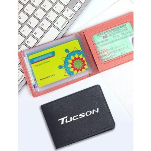 Car Leather Driving Documents Protective Case Bank Credit Card Holder For Hyundai Tucson Accessories Car-Styling